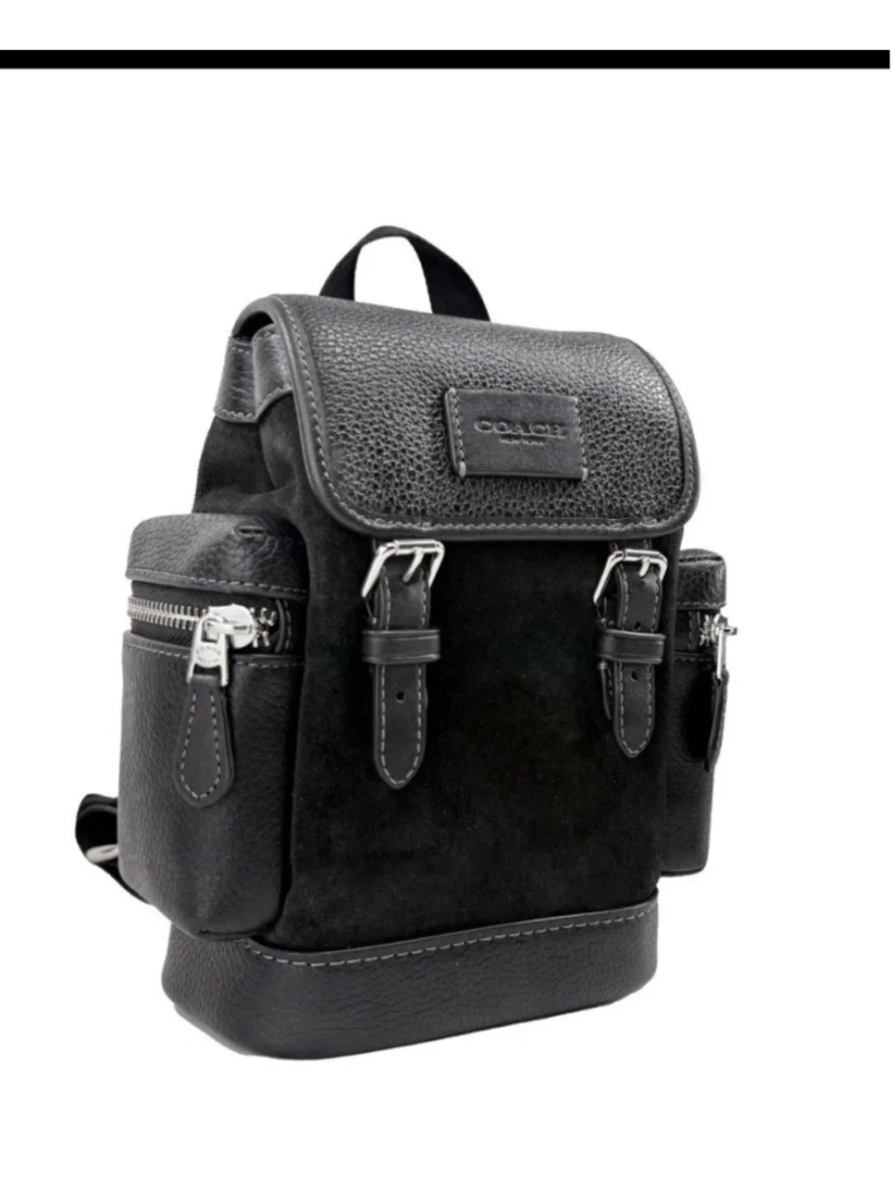 Coach Black Suede Pebble Leather Sprint Sling Pack Backpack
